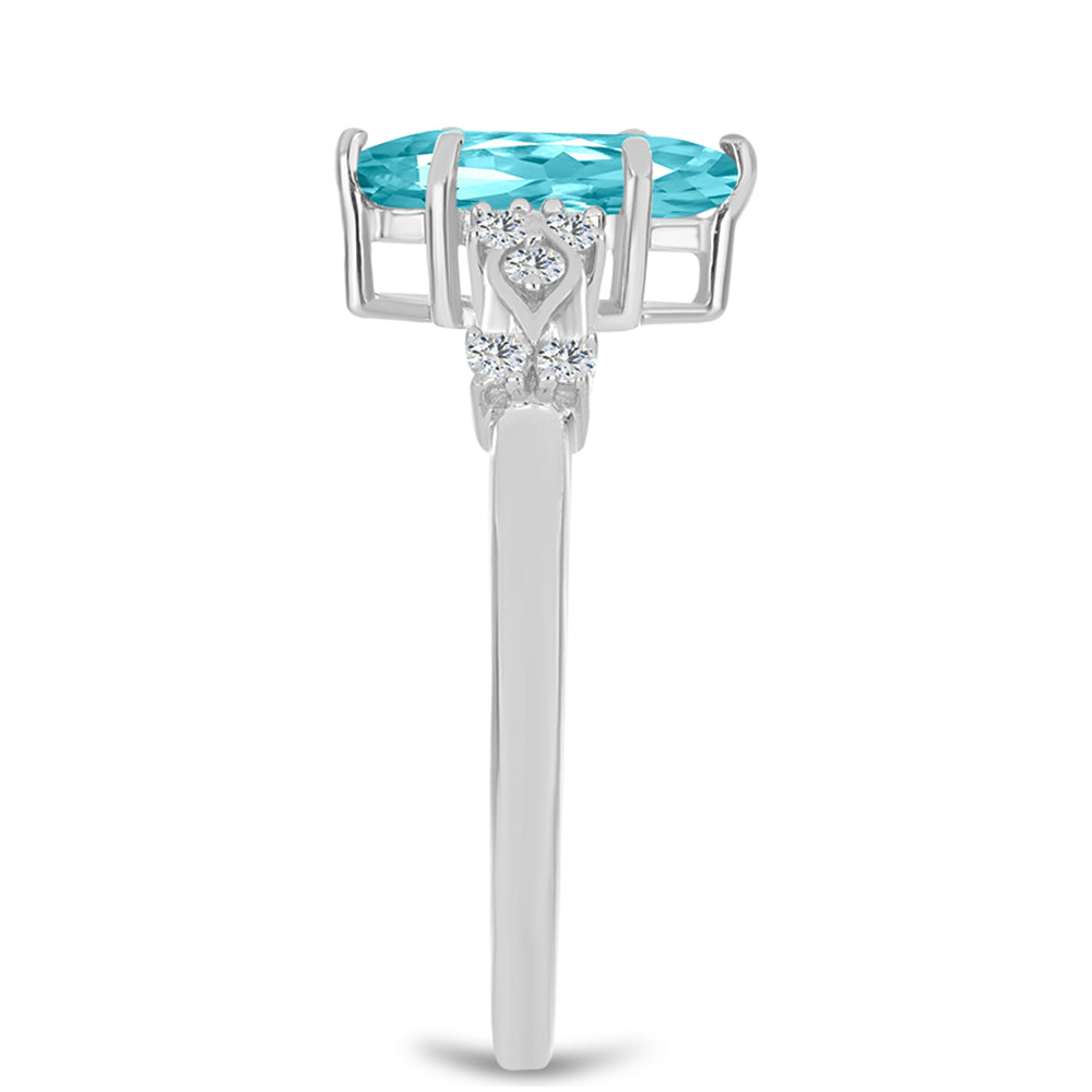 Silberring mit Paraiba Quarz und weißem Topas