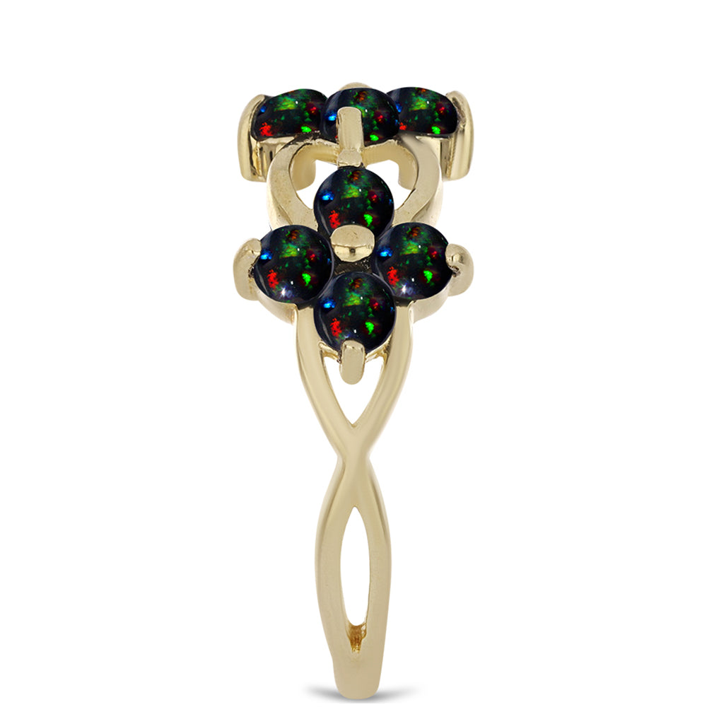 Goldplattierter Silberring mit mitternachtsschwarzem äthiopischen Opal aus Lega Dembi