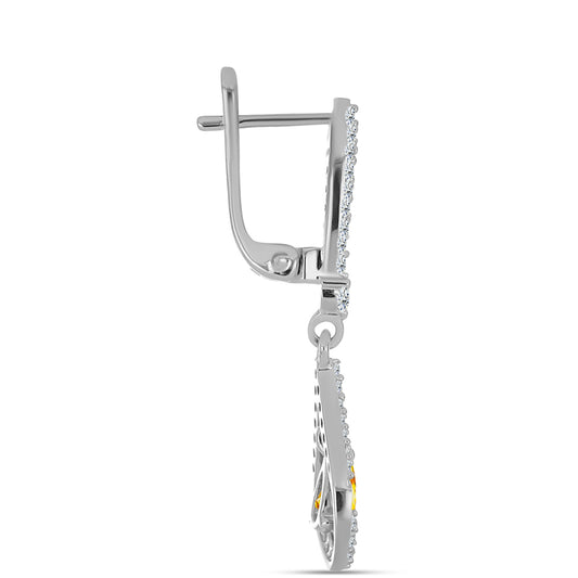 Silberohrringe mit Zitrin aus dem Ural und weißem Topas