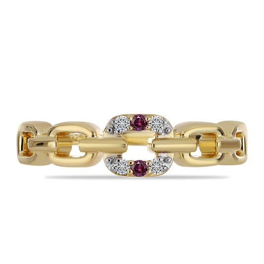 Goldplattierter Silberring mit lila Diamant und weißem Diamant