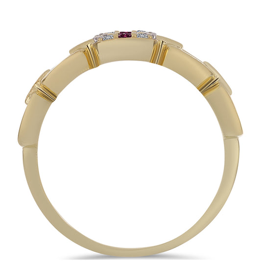 Goldplattierter Silberring mit lila Diamant und weißem Diamant