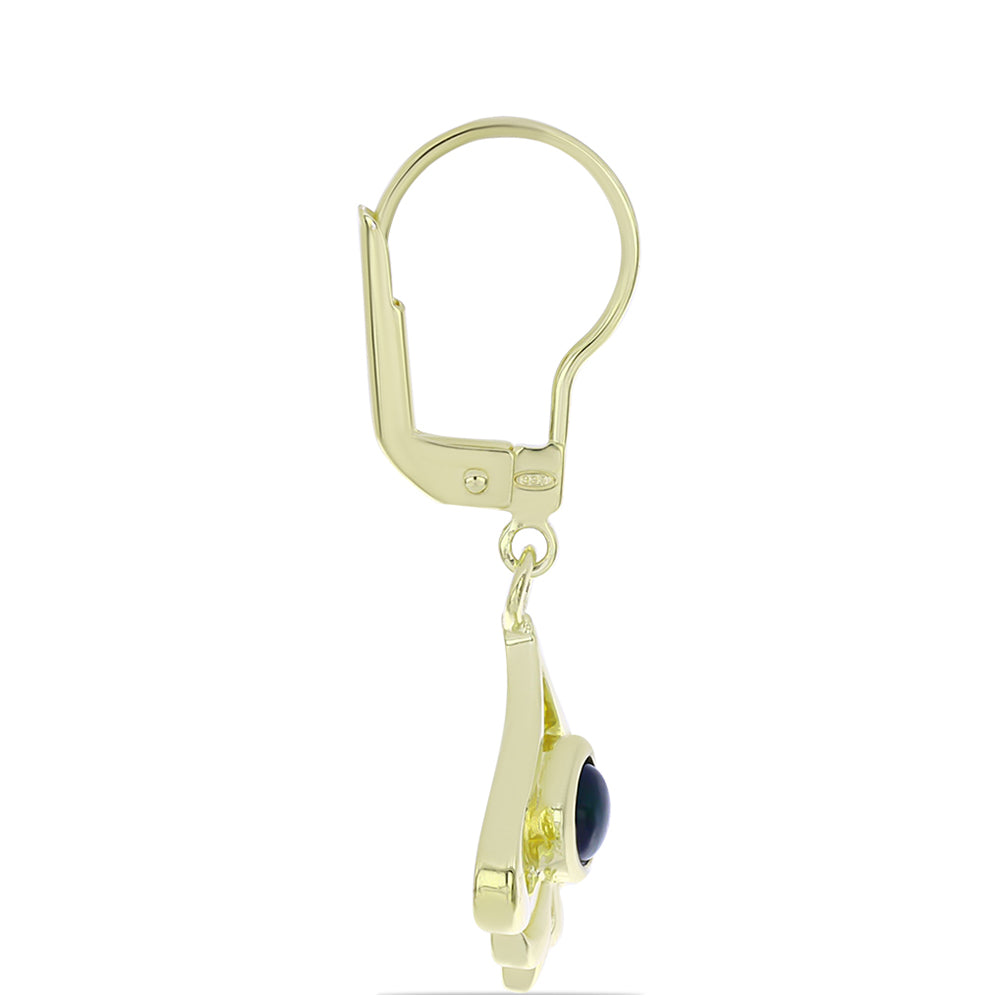 Goldplattierte Silberohrringe mit mitternachtsschwarzem äthiopischen Opal aus Lega Dembi