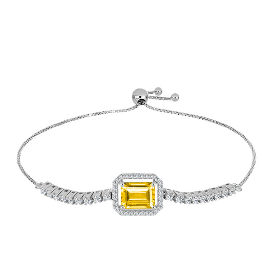 Silberarmband mit Zitrin aus dem Ural und weißem Topas