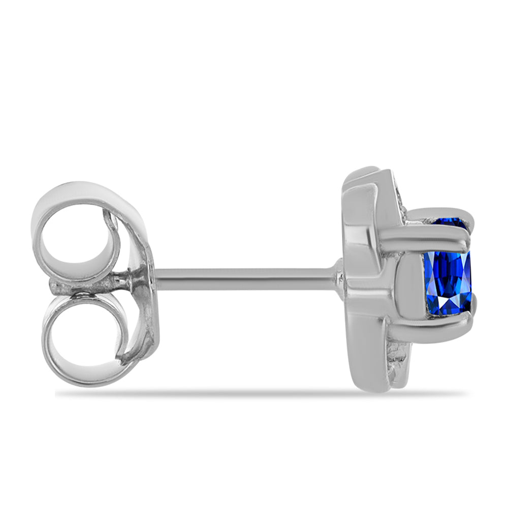 Silberohrringe mit australischem blauem Saphir und weißem Topas