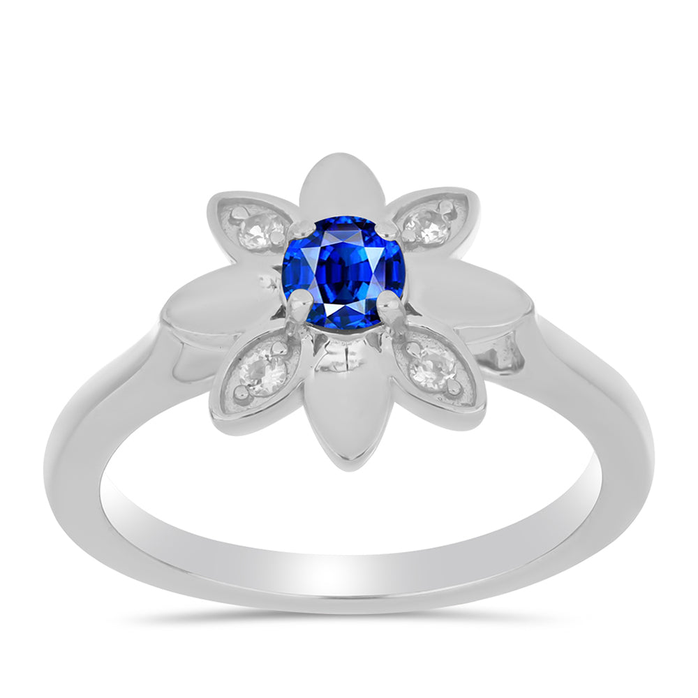 Silberring mit australischem blauem Saphir und weißem Topas