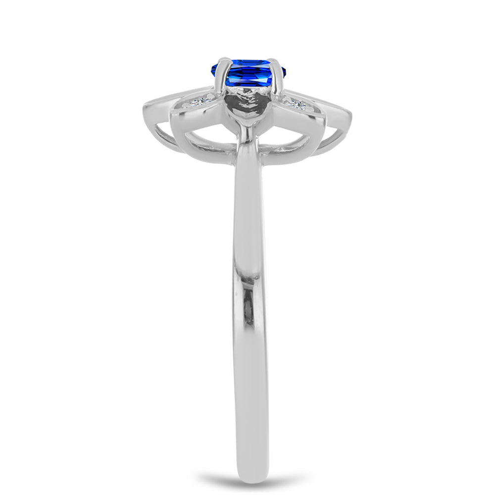 Silberring mit australischem blauem Saphir und weißem Topas