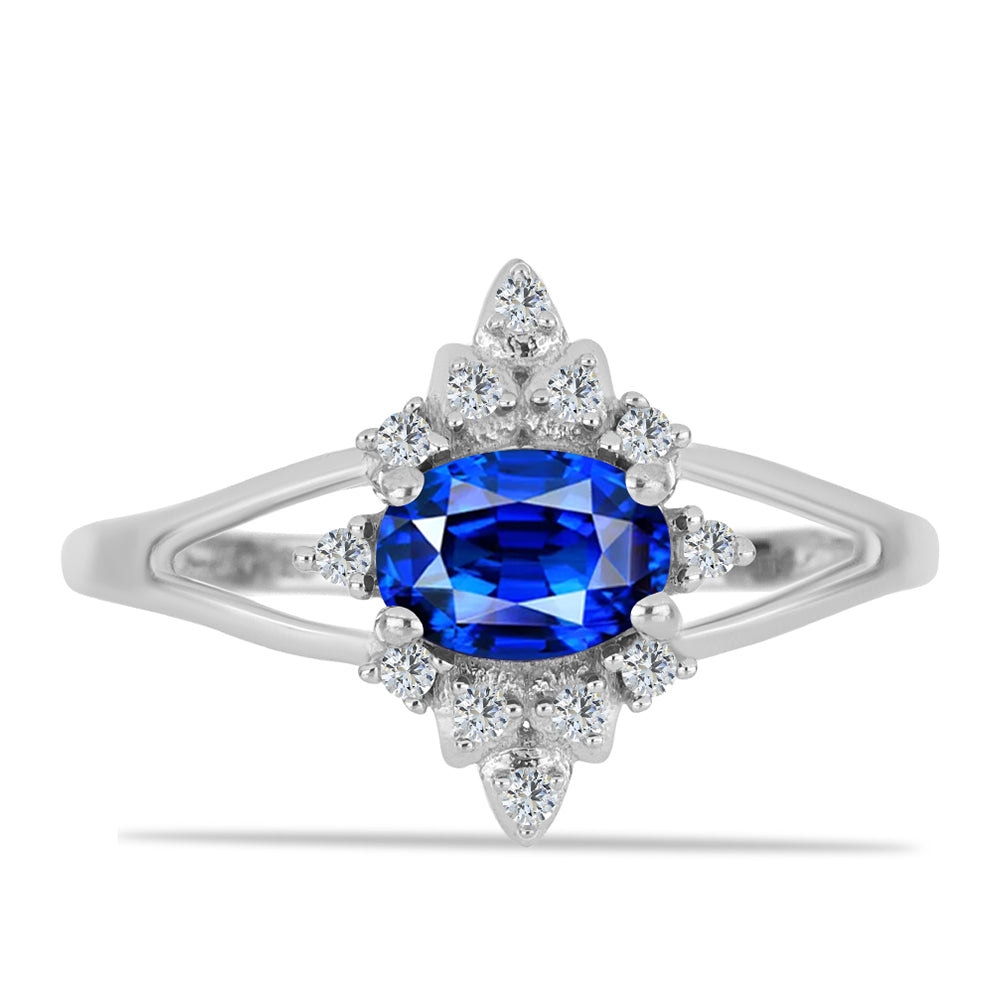 Silberring mit australischem blauem Saphir und weißem Topas
