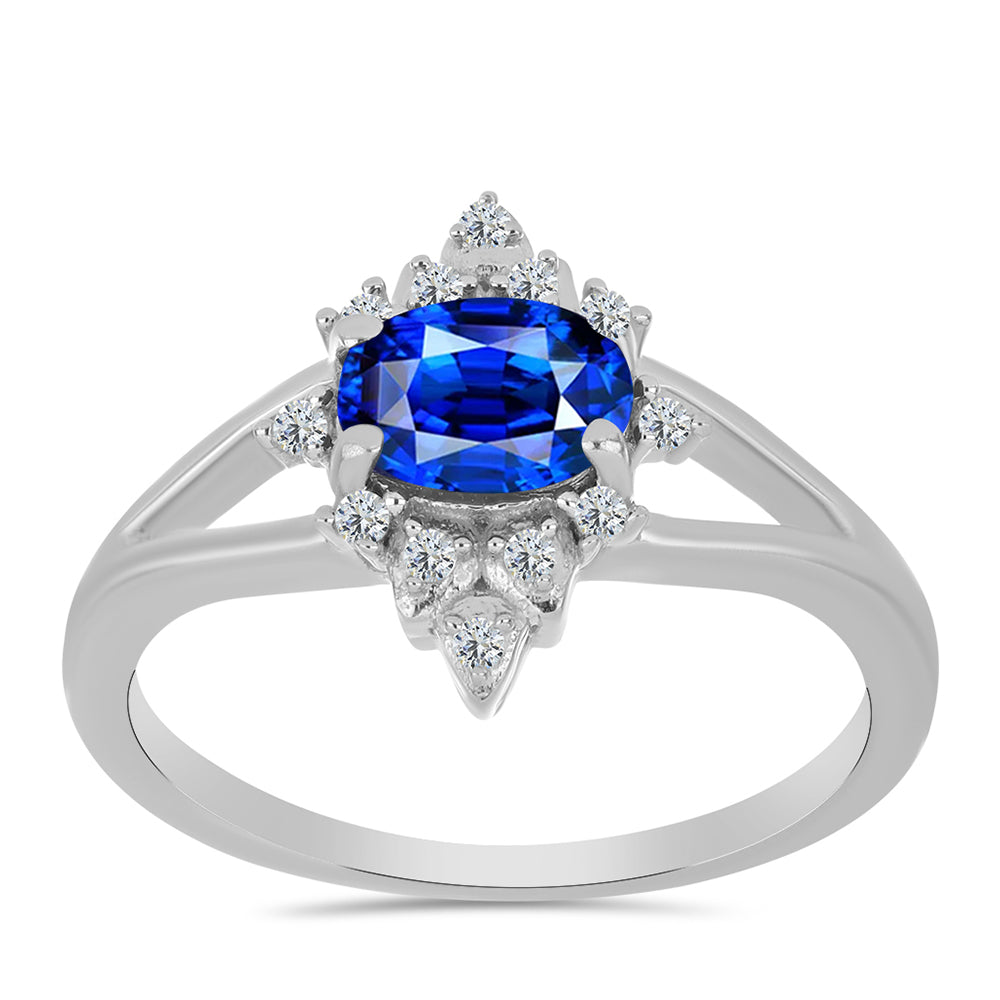Silberring mit australischem blauem Saphir und weißem Topas