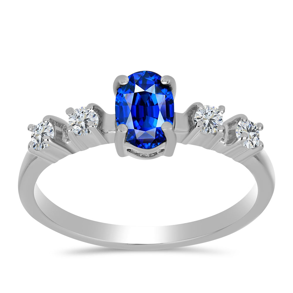 Silberring mit australischem blauem Saphir und weißem Topas