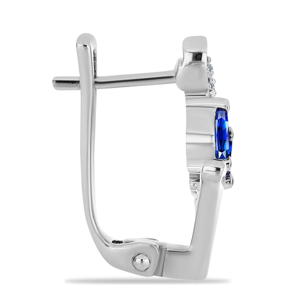 Silberohrringe mit australischem blauem Saphir und weißem Topas