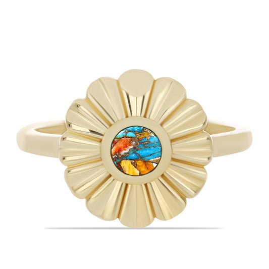 Goldplattierter Silberring mit Austerntürkis