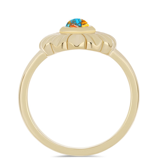 Goldplattierter Silberring mit Austerntürkis