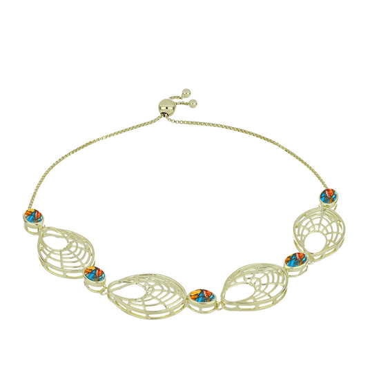 Goldplattiertes Silberarmband mit Austerntürkis