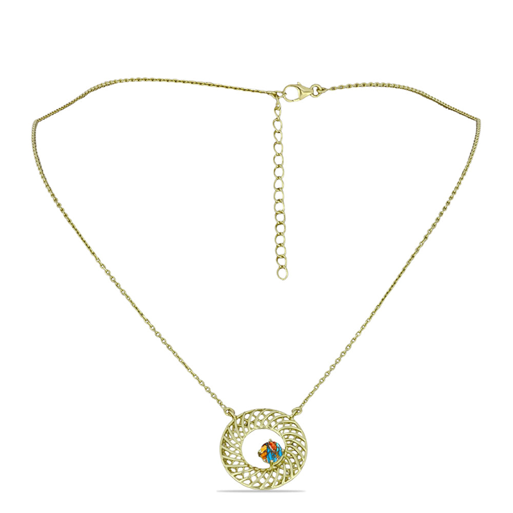 Goldplattierte Silberhalskette mit Austerntürkis