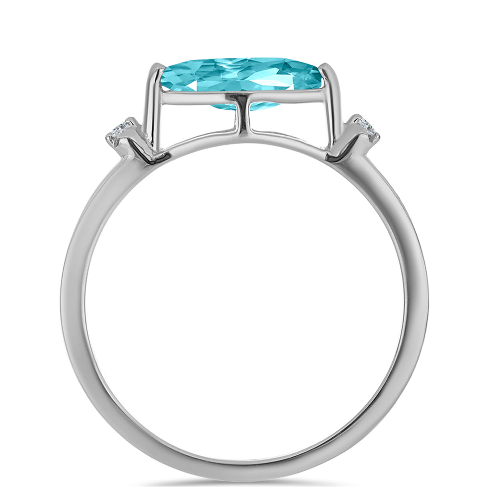 Silberring mit Paraiba Quarz und weißem Topas