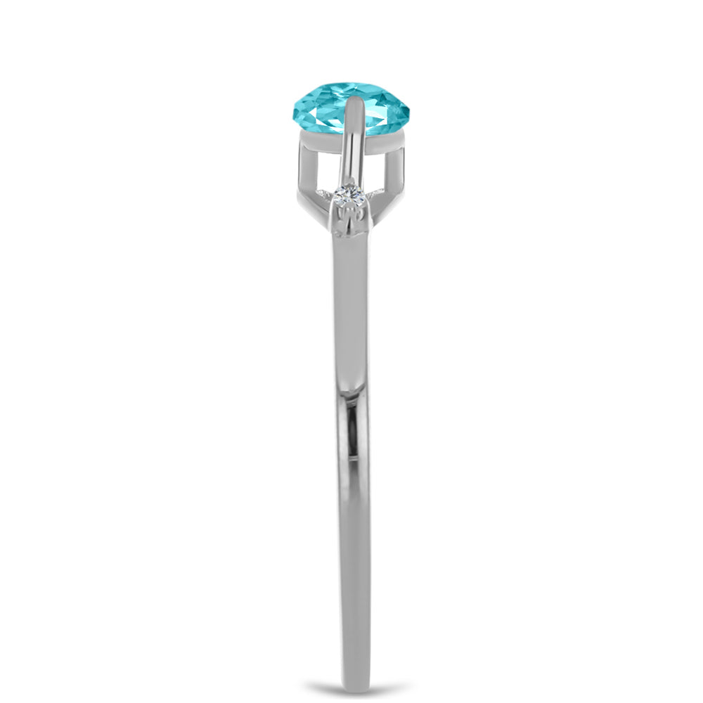 Silberring mit Paraiba Quarz und weißem Topas