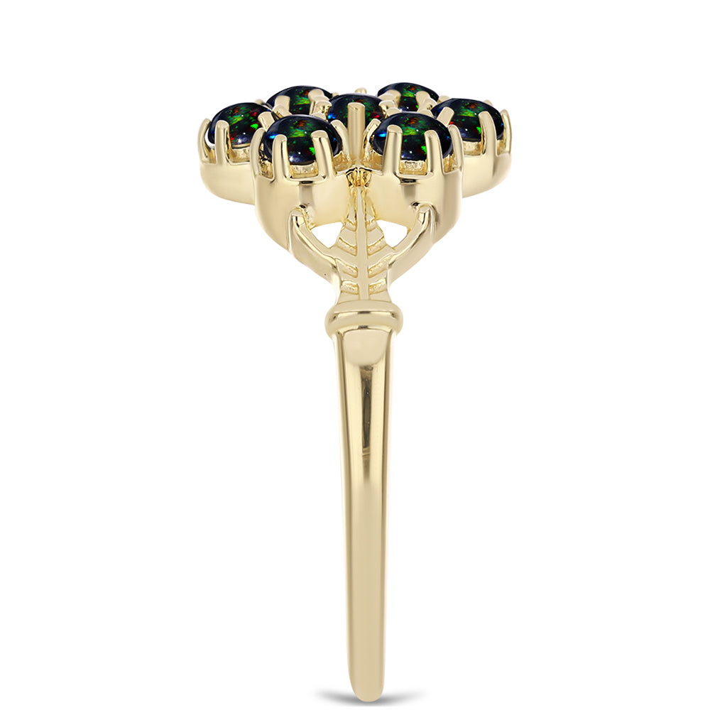 Goldplattierter Silberring mit mitternachtsschwarzem äthiopischen Opal aus Lega Dembi