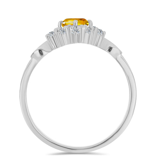 Silberring mit Zitrin aus dem Ural und weißem Topas