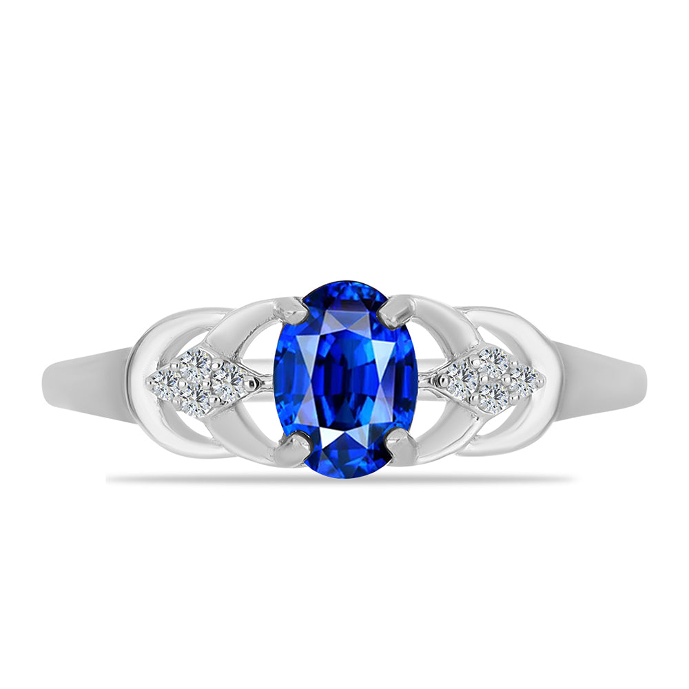 Silberring mit australischem blauem Saphir und weißem Topas