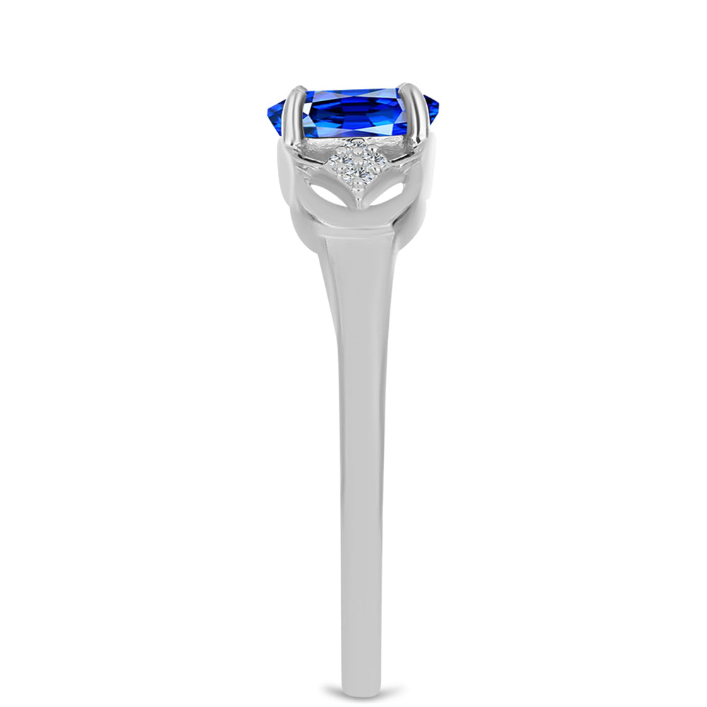 Silberring mit australischem blauem Saphir und weißem Topas