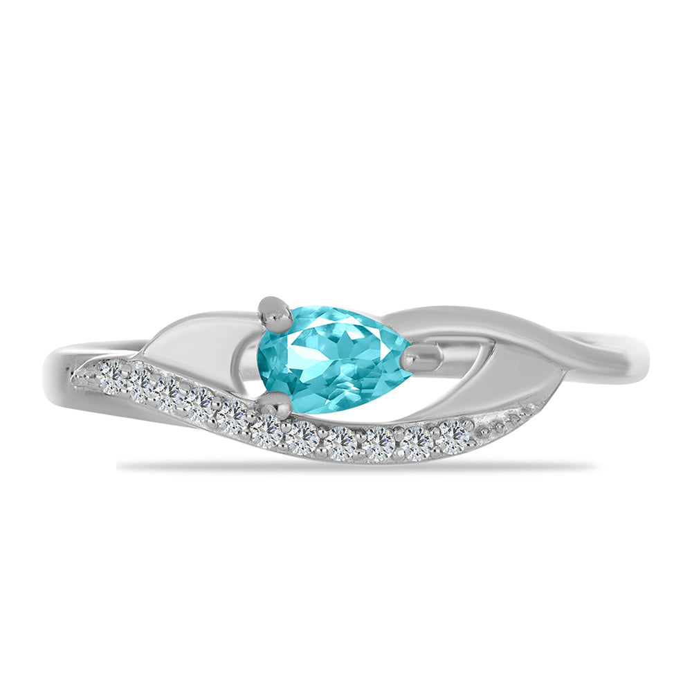 Silberring mit Paraiba Quarz und weißem Topas