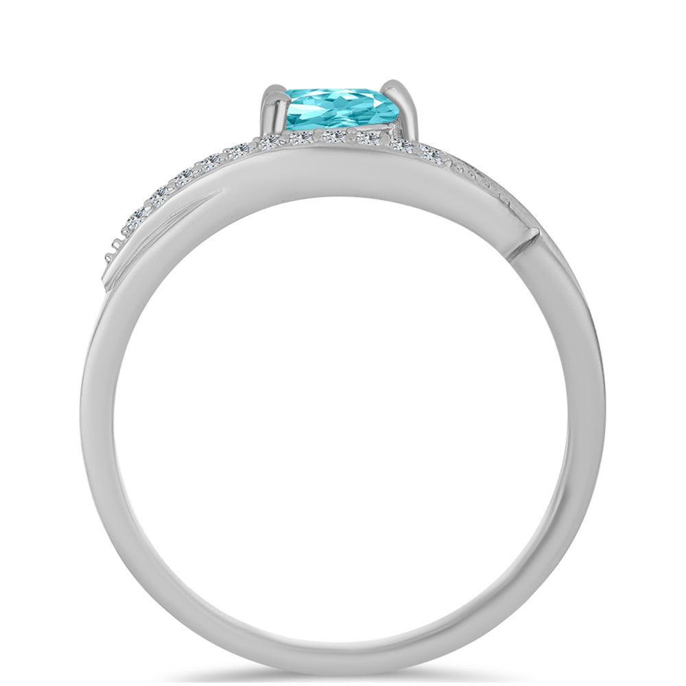 Silberring mit Paraiba Quarz und weißem Topas