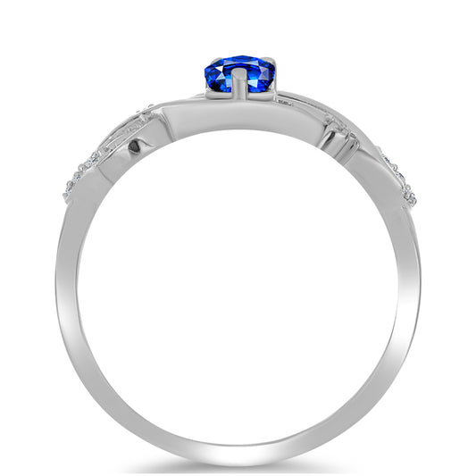 Silberring mit australischem blauem Saphir und weißem Topas