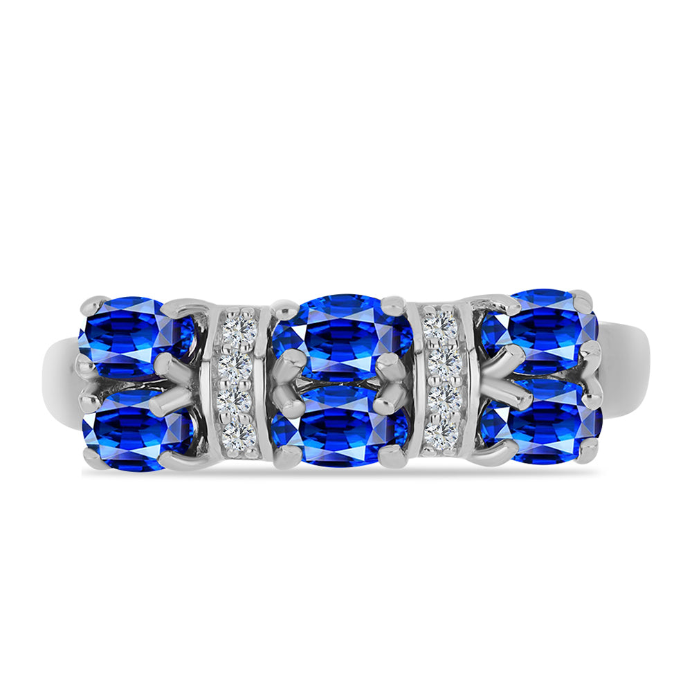 Silberring mit australischem blauem Saphir und weißem Topas
