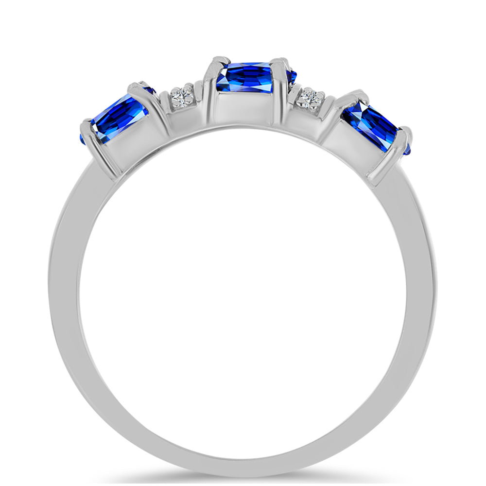 Silberring mit australischem blauem Saphir und weißem Topas