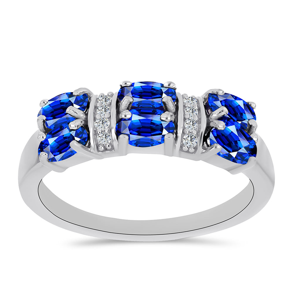 Silberring mit australischem blauem Saphir und weißem Topas