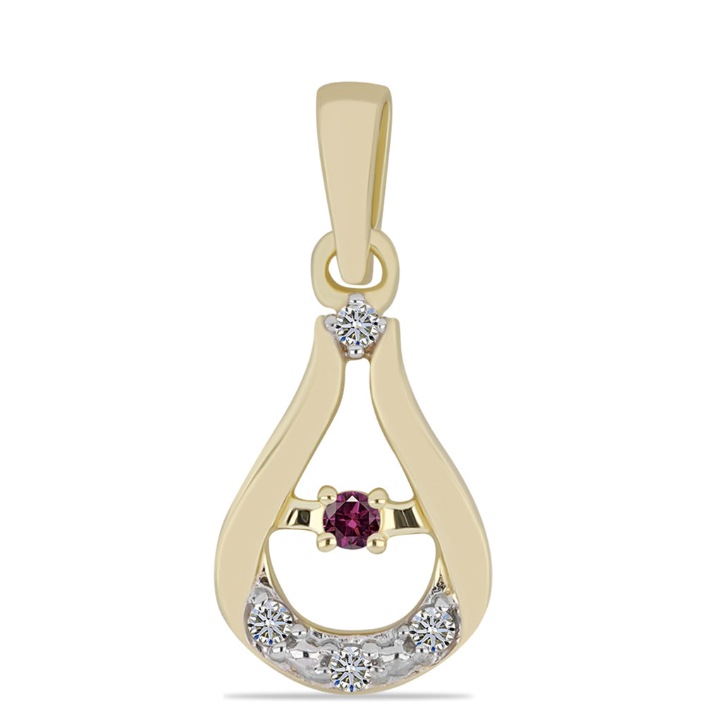 Goldplattierter Silberanhänger mit lila Diamant und weißem Diamant