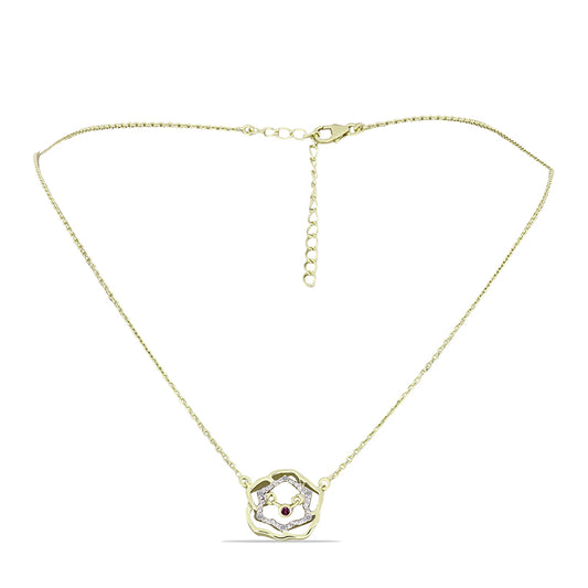 Goldplattierte Silberhalskette mit lila Diamant und weißem Diamant