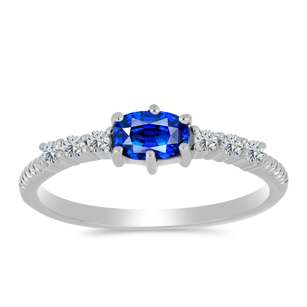 Silberring mit australischem blauem Saphir und weißem Topas