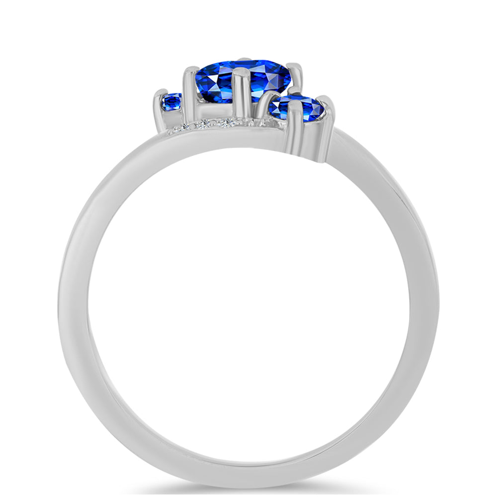 Silberring mit australischem blauem Saphir und weißem Topas