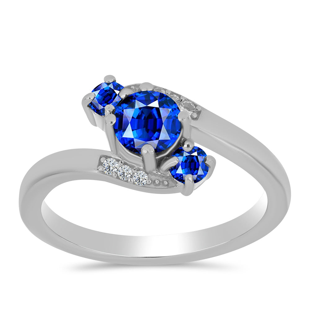 Silberring mit australischem blauem Saphir und weißem Topas