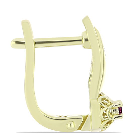 Goldplattierte Silberohrringe mit lila Diamant und weißem Diamant