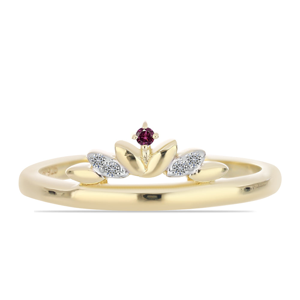 Goldplattierter Silberring mit lila Diamant und weißem Diamant