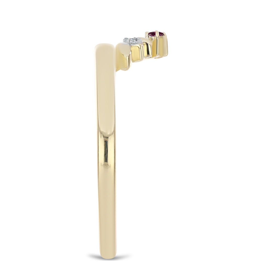 Goldplattierter Silberring mit lila Diamant und weißem Diamant