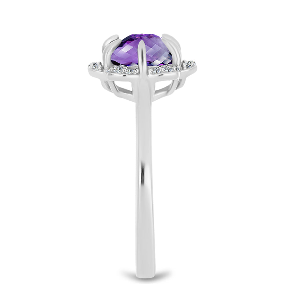 Silberring mit marokkanischem Amethyst und weißem Topas
