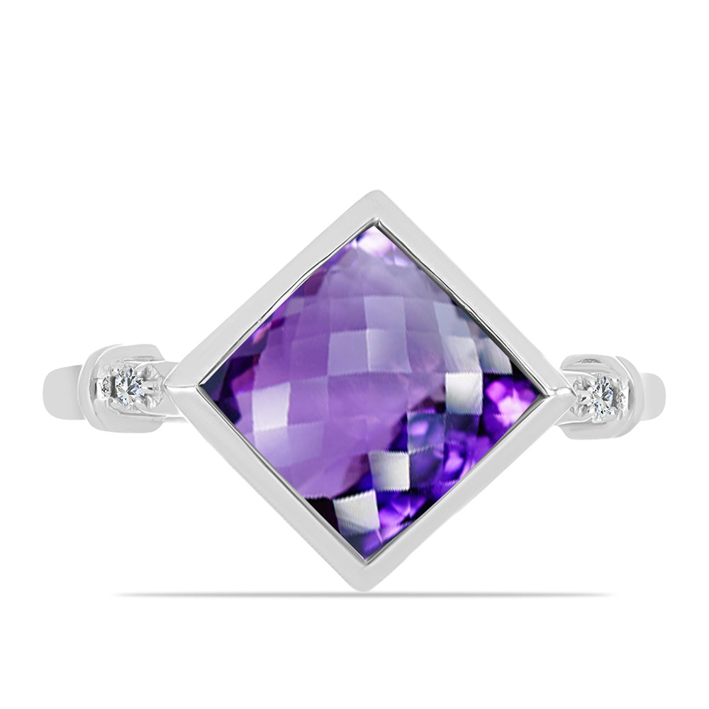 Silberring mit marokkanischem Amethyst und weißem Topas