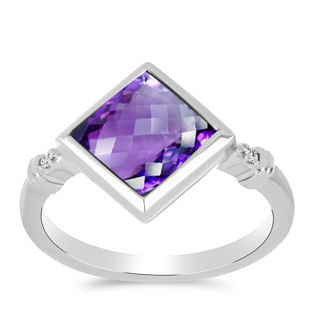 Silberring mit marokkanischem Amethyst und weißem Topas