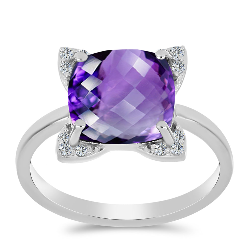 Silberring mit marokkanischem Amethyst und weißem Topas