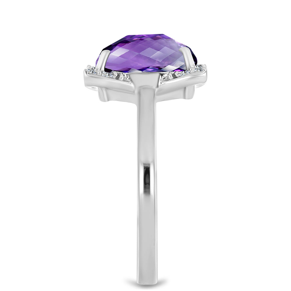 Silberring mit marokkanischem Amethyst und weißem Topas