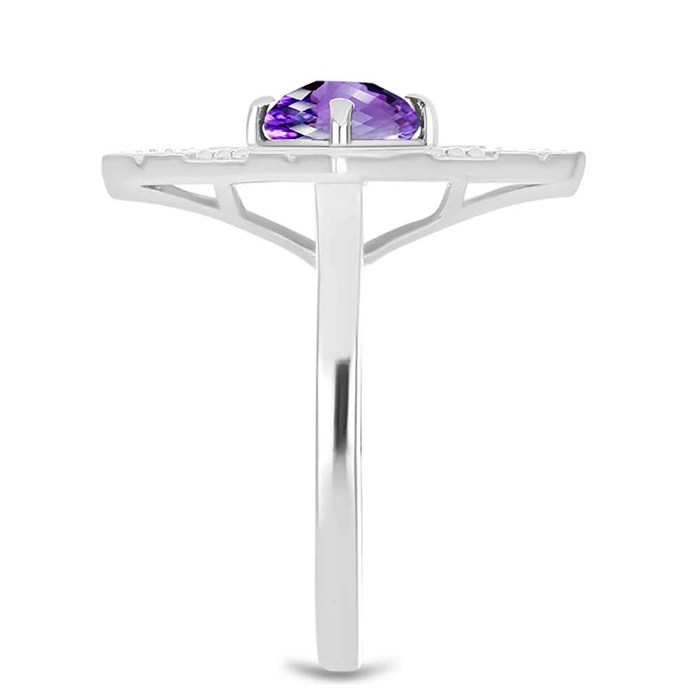 Silberring mit marokkanischem Amethyst und weißem Topas