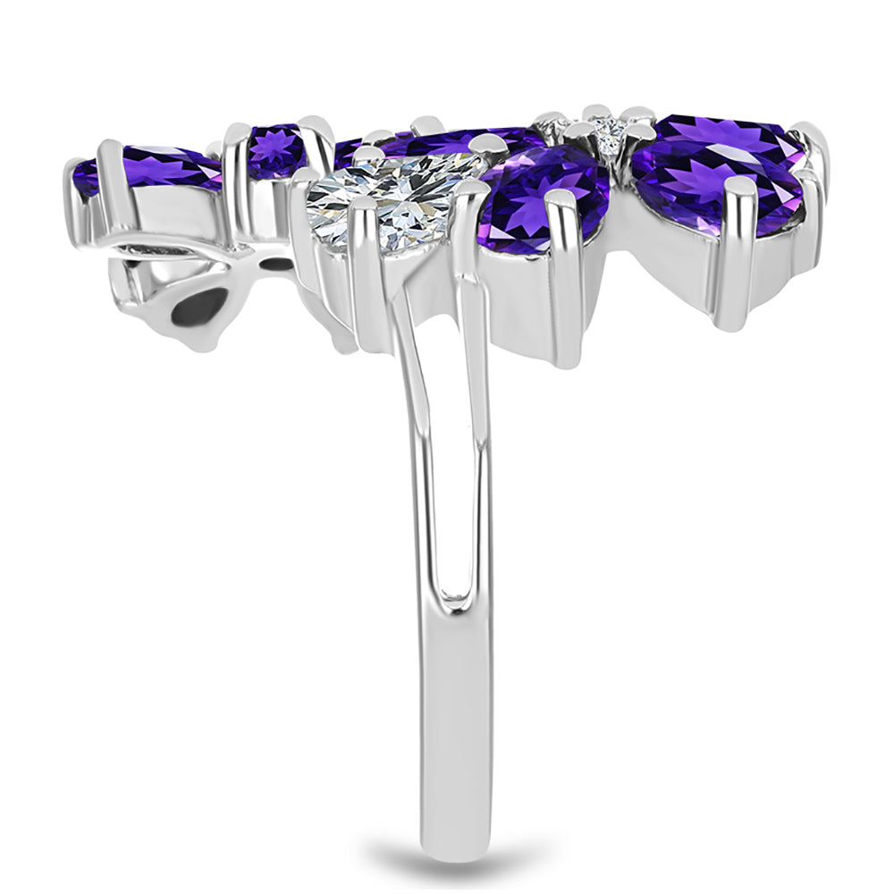 Silberring mit marokkanischem Amethyst und weißem Topas
