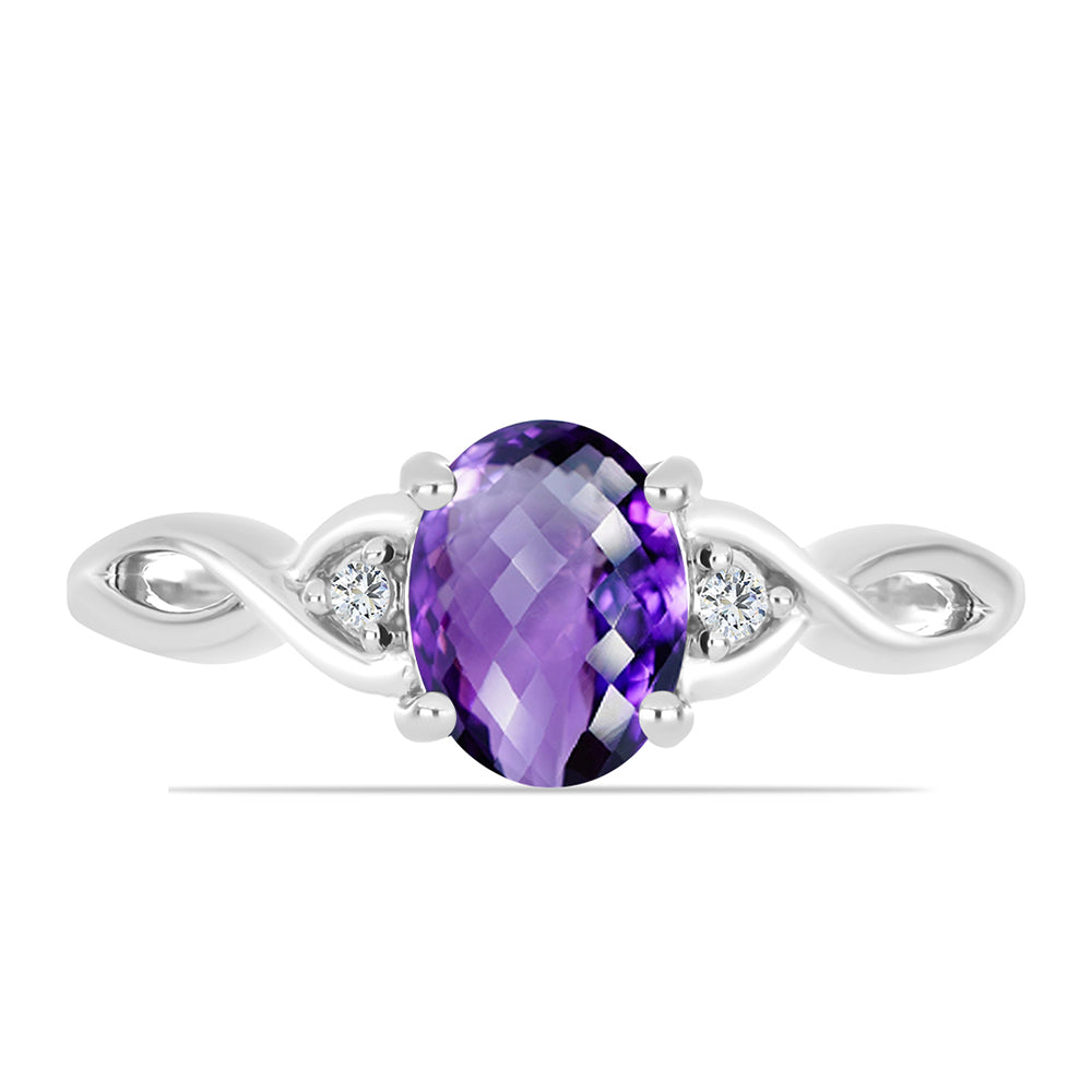 Silberring mit marokkanischem Amethyst und weißem Topas