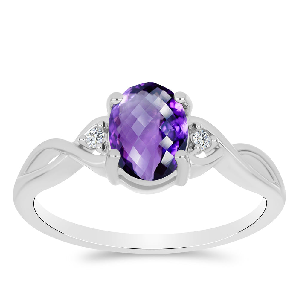 Silberring mit marokkanischem Amethyst und weißem Topas