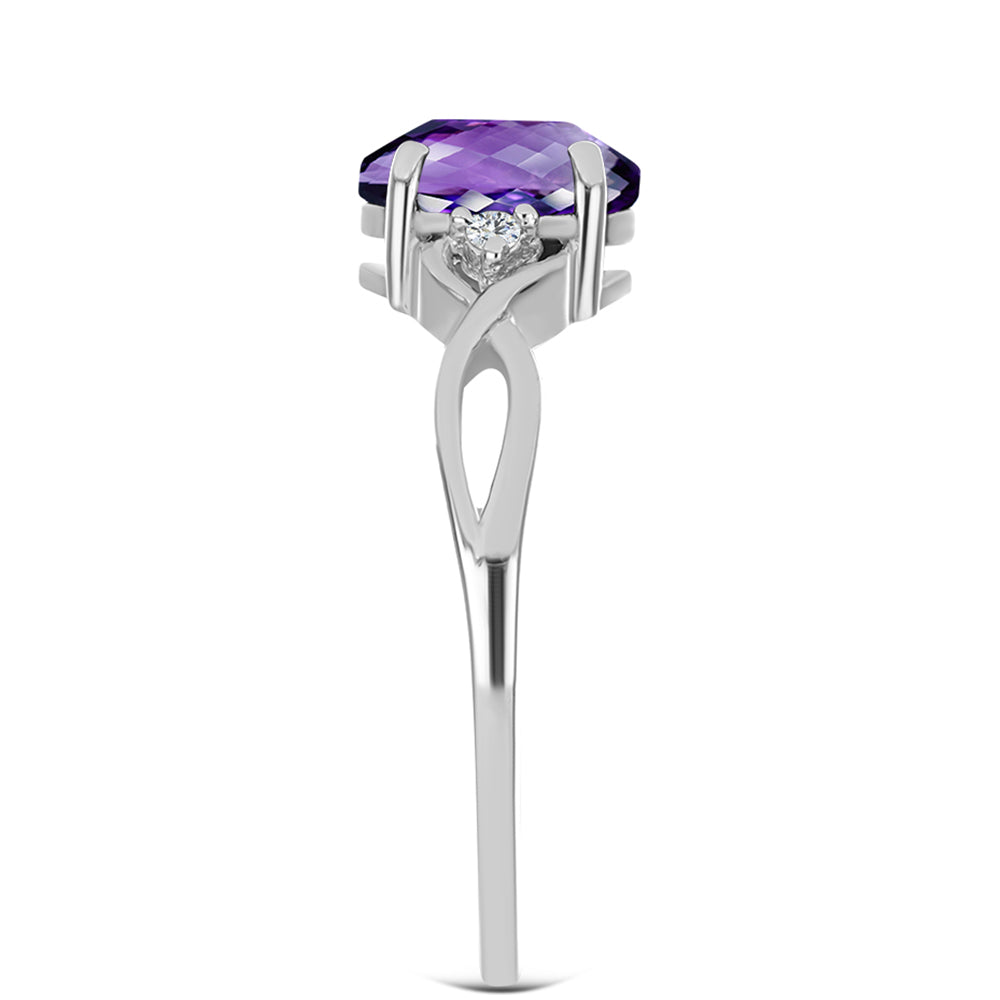 Silberring mit marokkanischem Amethyst und weißem Topas