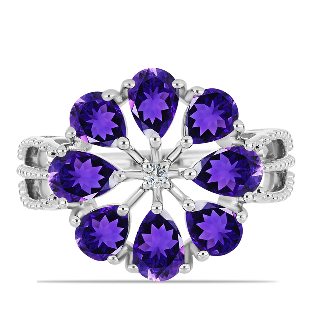 Silberring mit marokkanischem Amethyst und weißem Topas