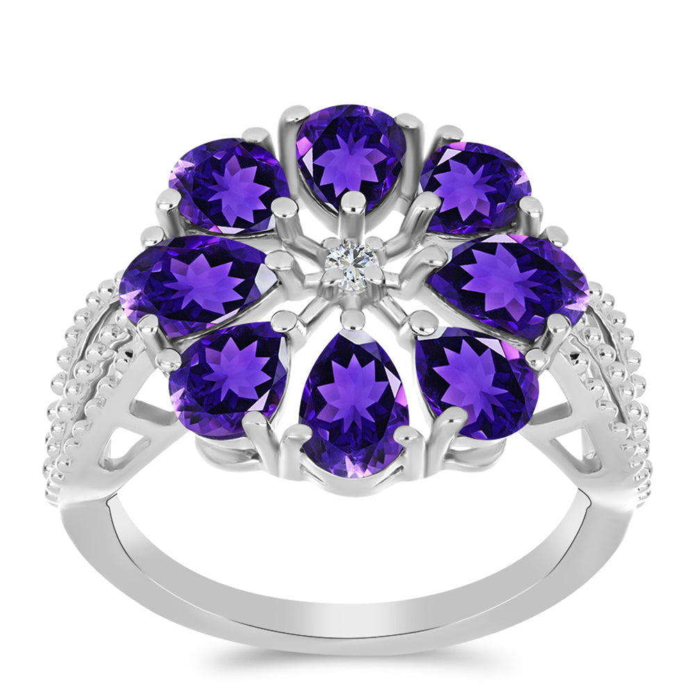 Silberring mit marokkanischem Amethyst und weißem Topas